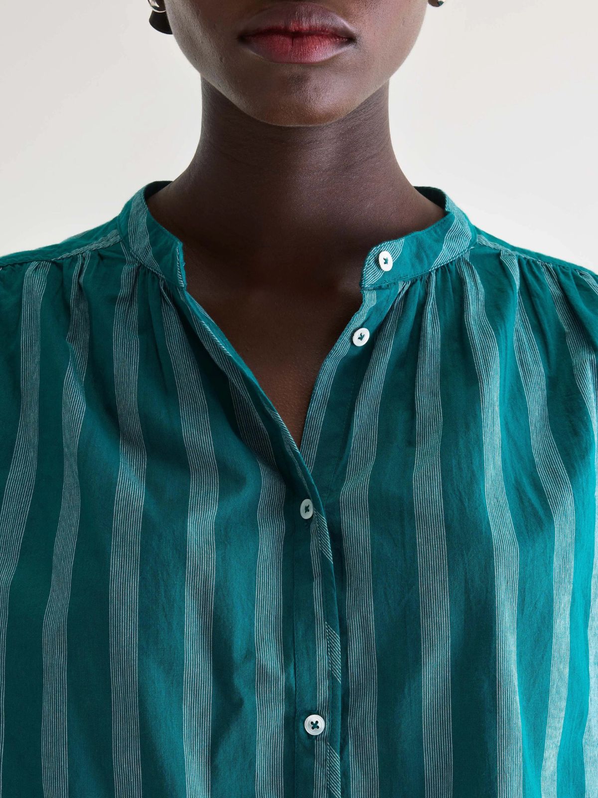 Cherry Sriped Blouse - Teal