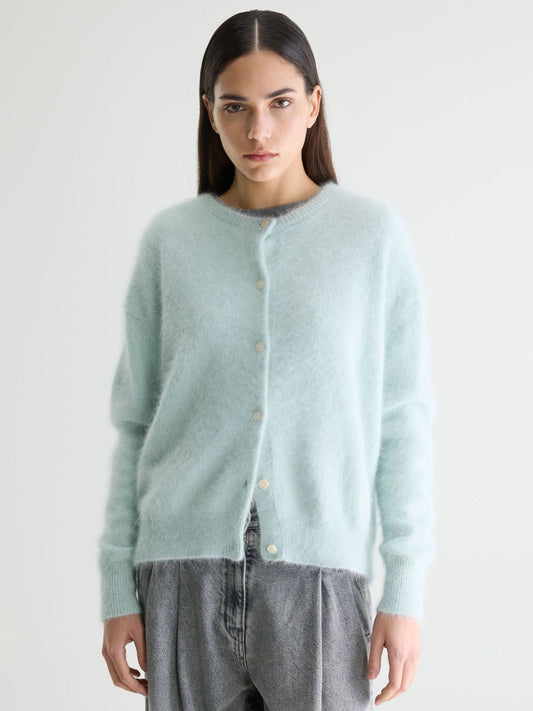 Dathan Angora Blend Cardigan - Ice