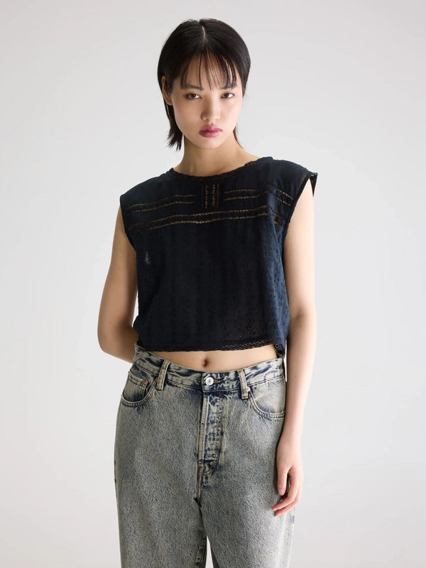 Donna Embroidered Top - Charcoal