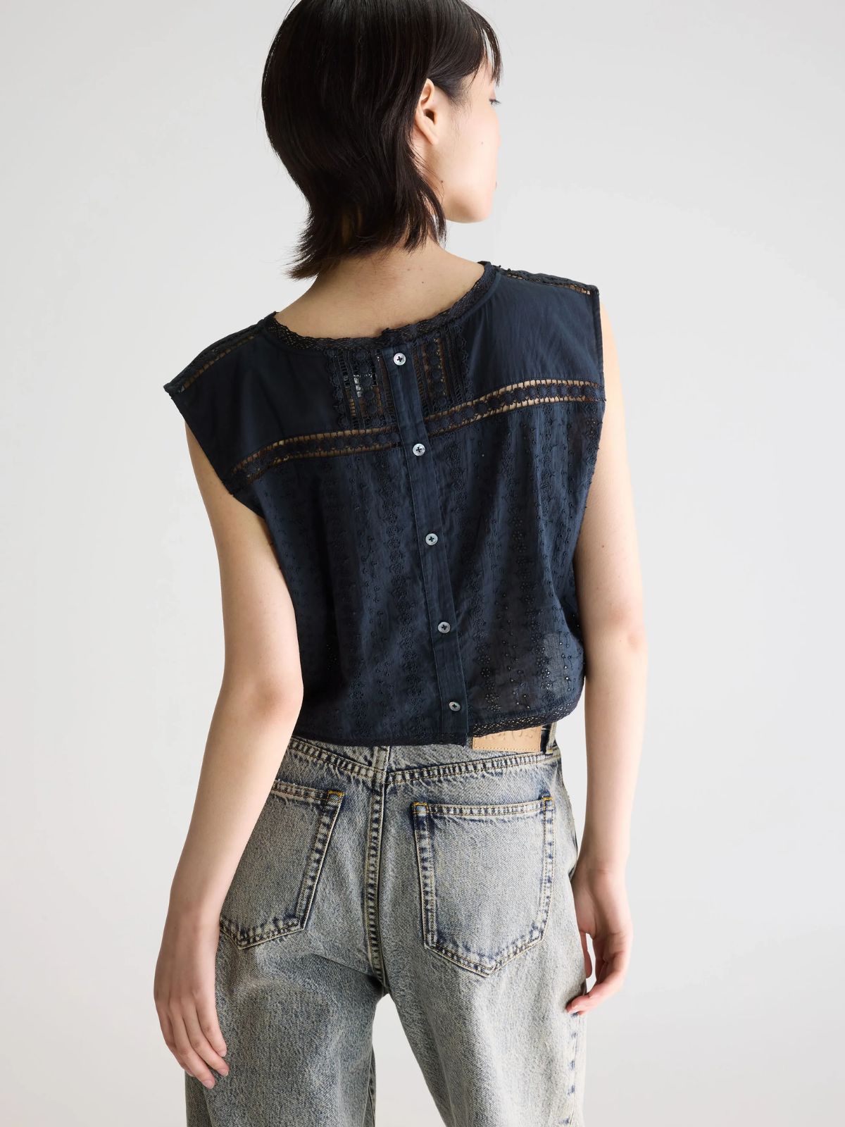 Donna Embroidered Top - Charcoal