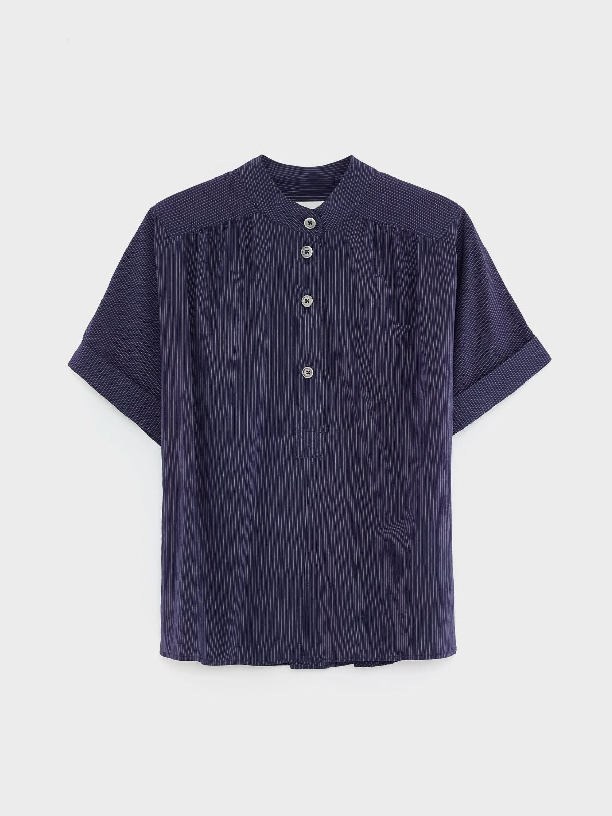 Iris Fashion - BELLEROSE - Pear Pinstripe Blouse - Navy