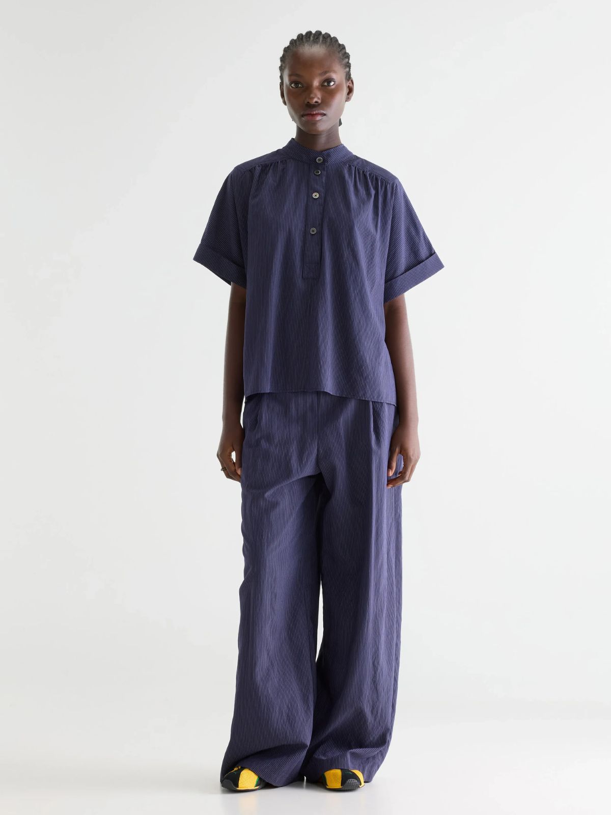 Pear Pinstripe Blouse - Navy