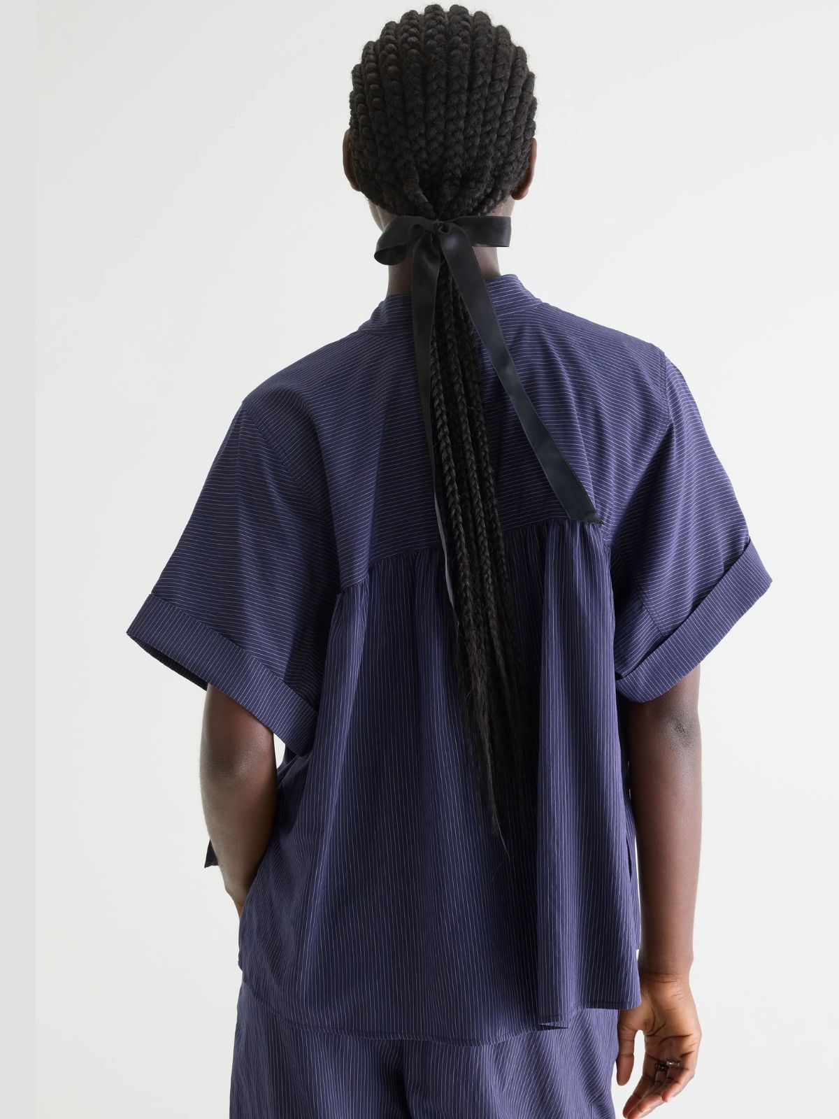 Pear Pinstripe Blouse - Navy