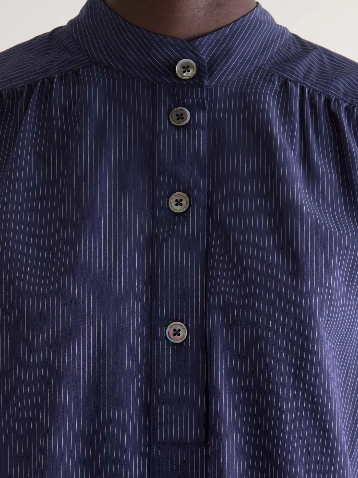 Pear Pinstripe Blouse - Navy