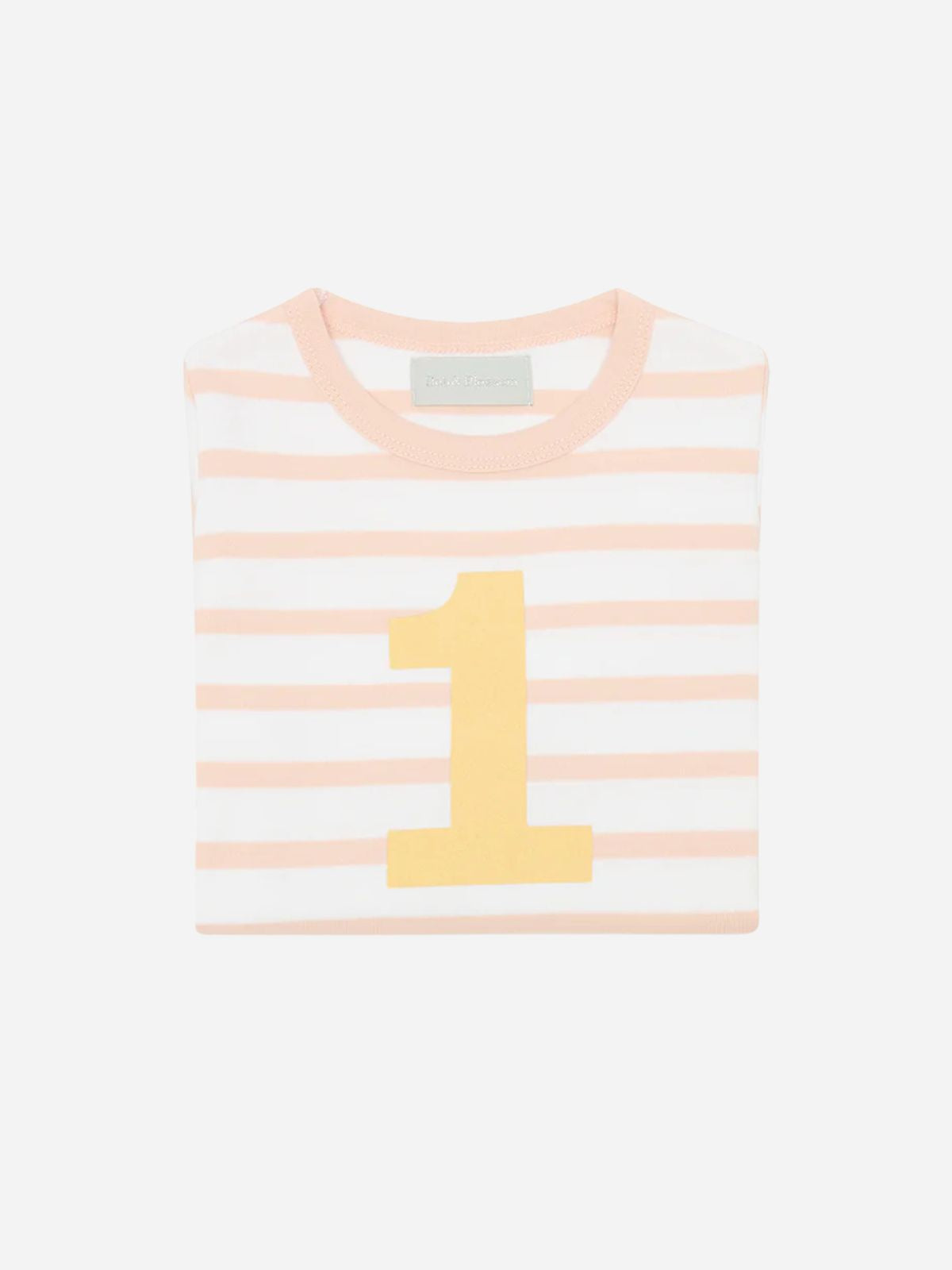 Iris Fashion - BOB & BLOSSOM - Breton Striped Number T-Shirt - Powder Pink