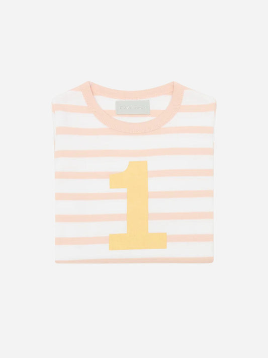 Breton Striped Number T-Shirt - Powder Pink