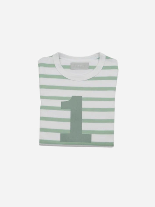 Breton Striped Number T-Shirt - Seafoam
