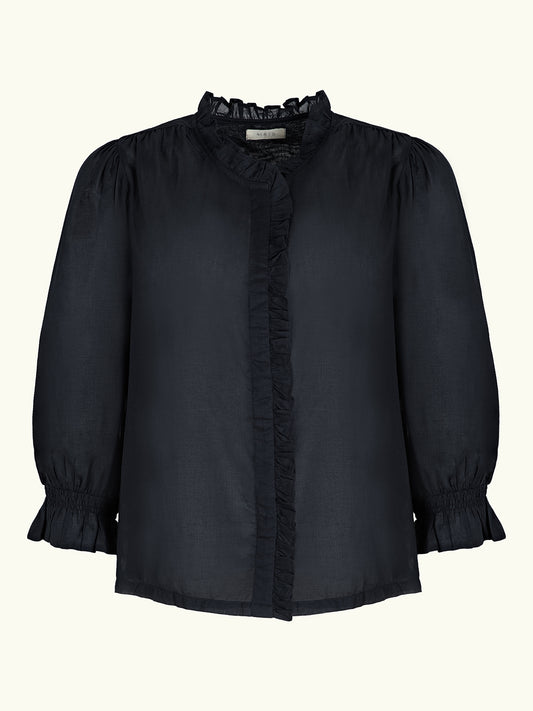 Frankie Voile Ruffle Blouse - Black