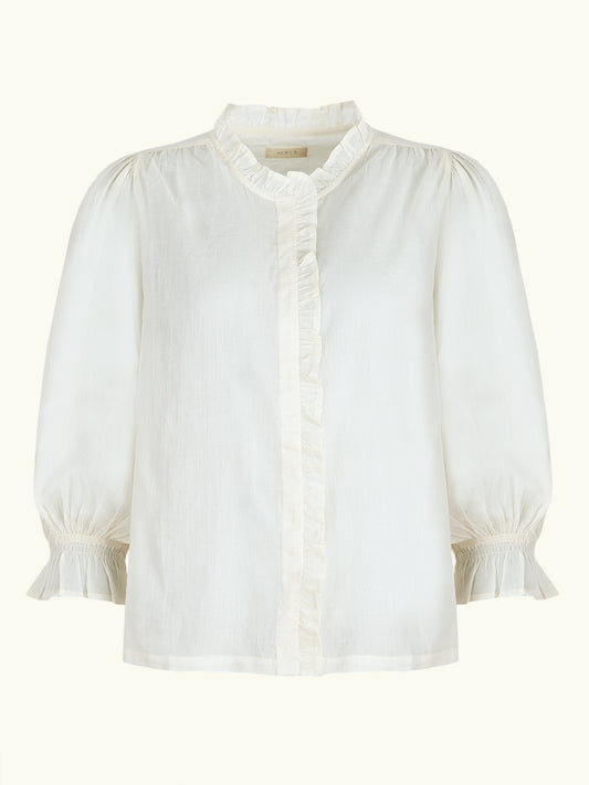 Frankie Voile Ruffle Blouse - Ecru