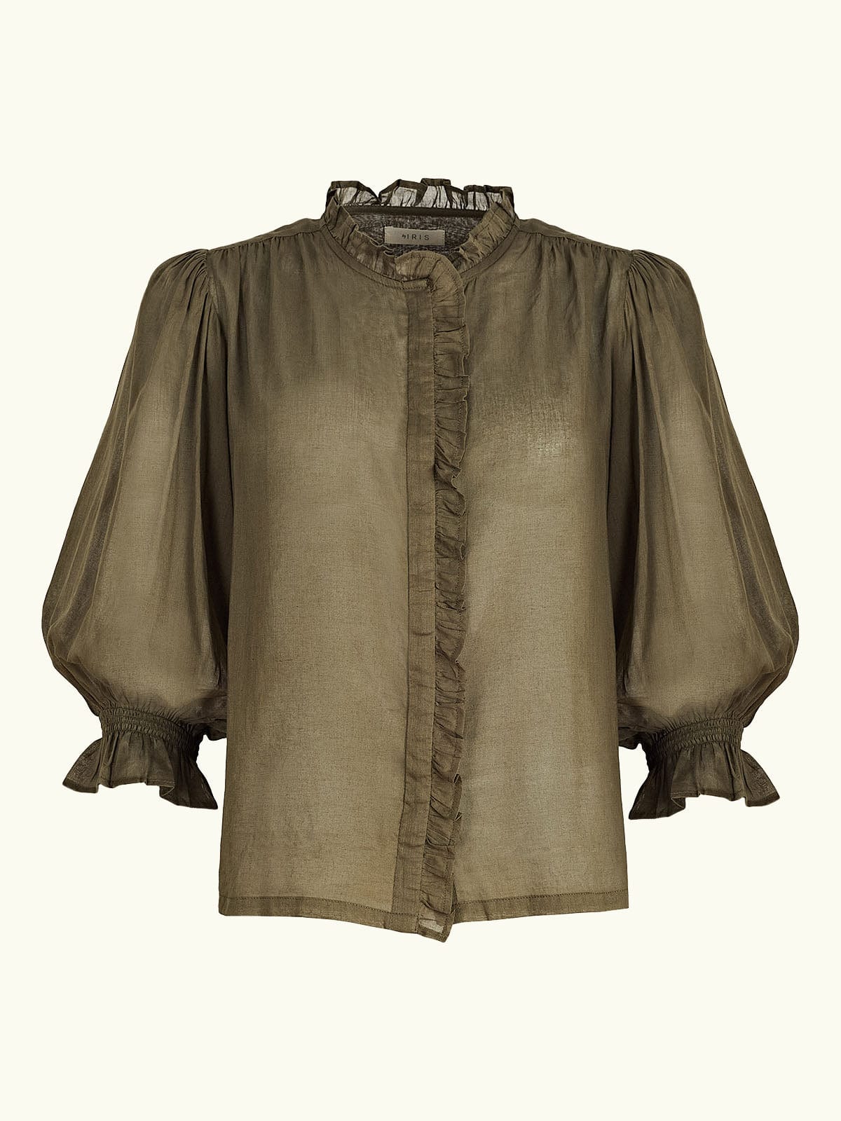Iris Fashion - BY IRIS - Frankie Voile Ruffle Blouse - Khaki