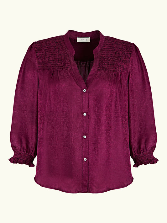 Rhys Silk Blend Blouse - Burgundy