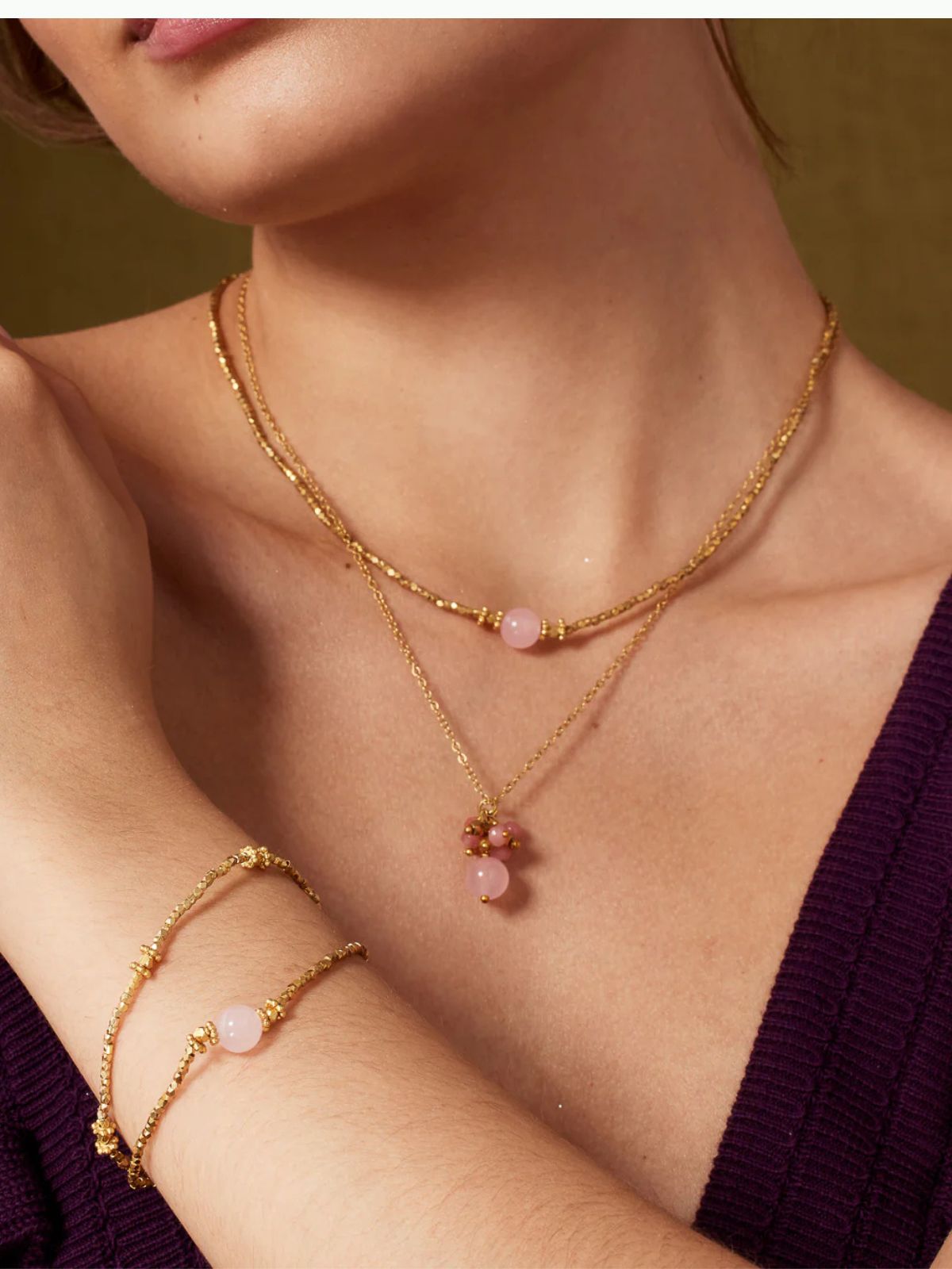 Bluebell Necklace - Rose Quartz