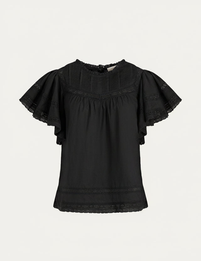 Capri Lace Insert Top - Black