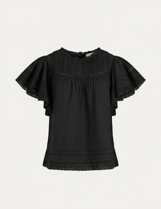 Capri Lace Insert Top - Black