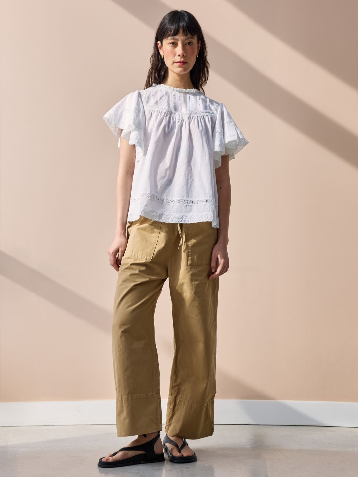 Iris Fashion - BY IRIS - Capri Lace Insert Top - White