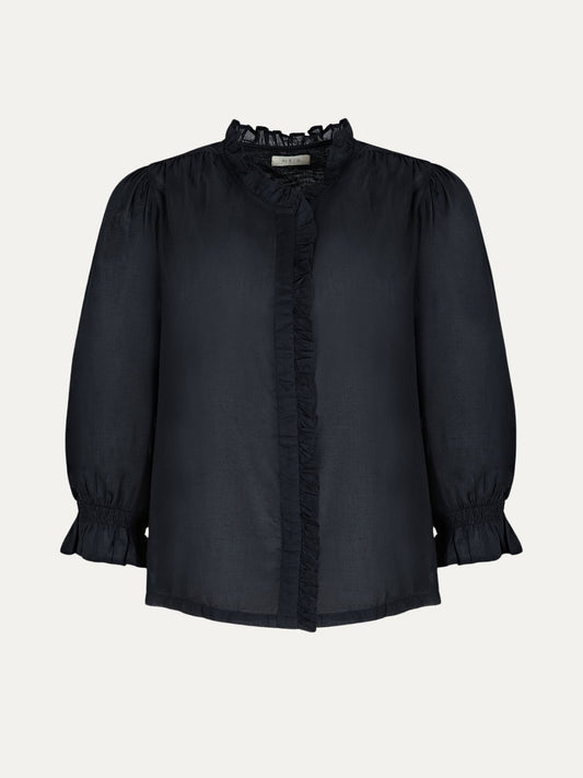 Frankie Voile Ruffle Blouse - Black