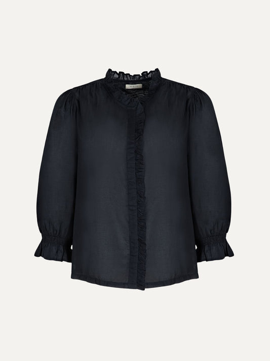 Frankie Voile Ruffle Blouse - Black
