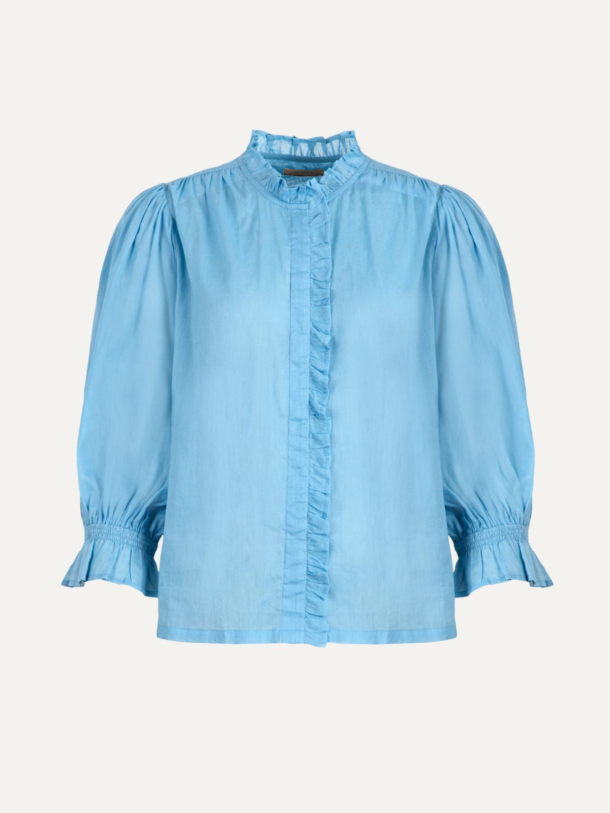 Frankie Voile Ruffle Blouse - Light Blue