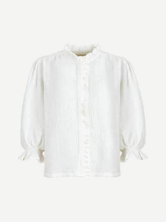 Frankie Double Cotton Gauze Blouse - White