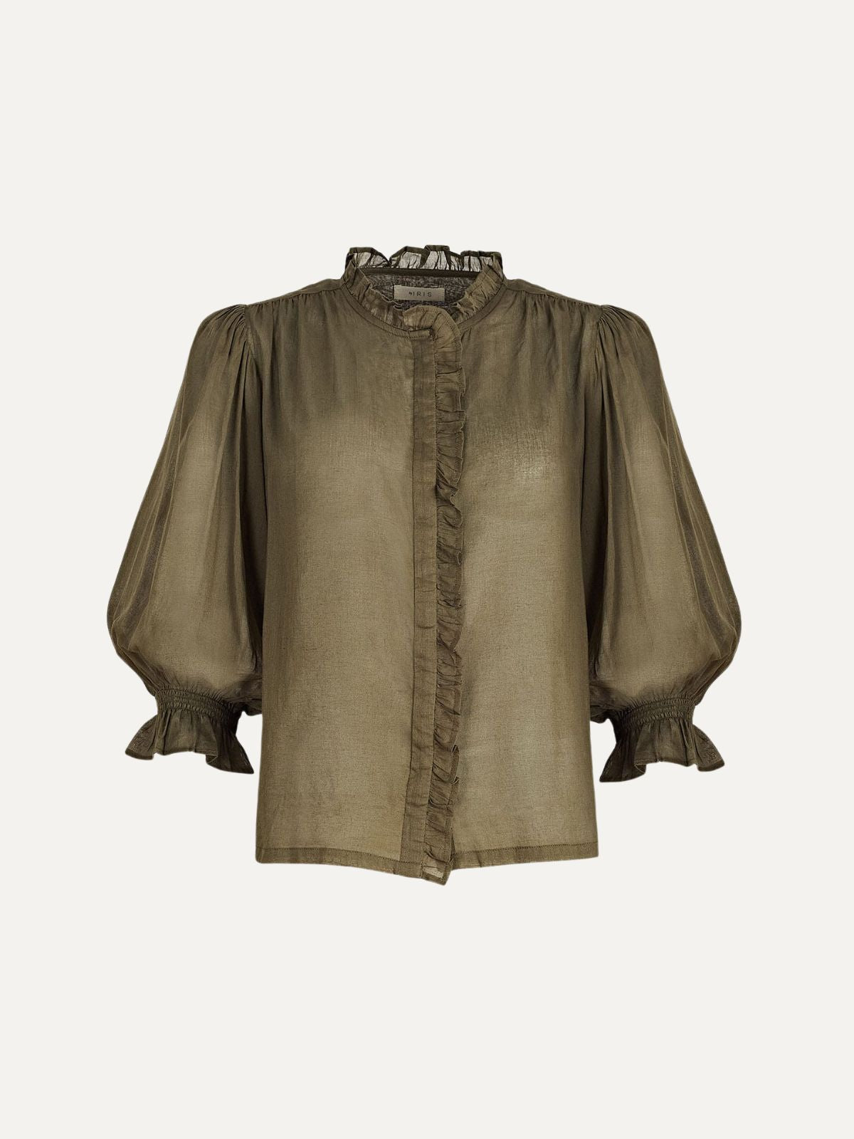 Frankie Voile Ruffle Blouse - Khaki