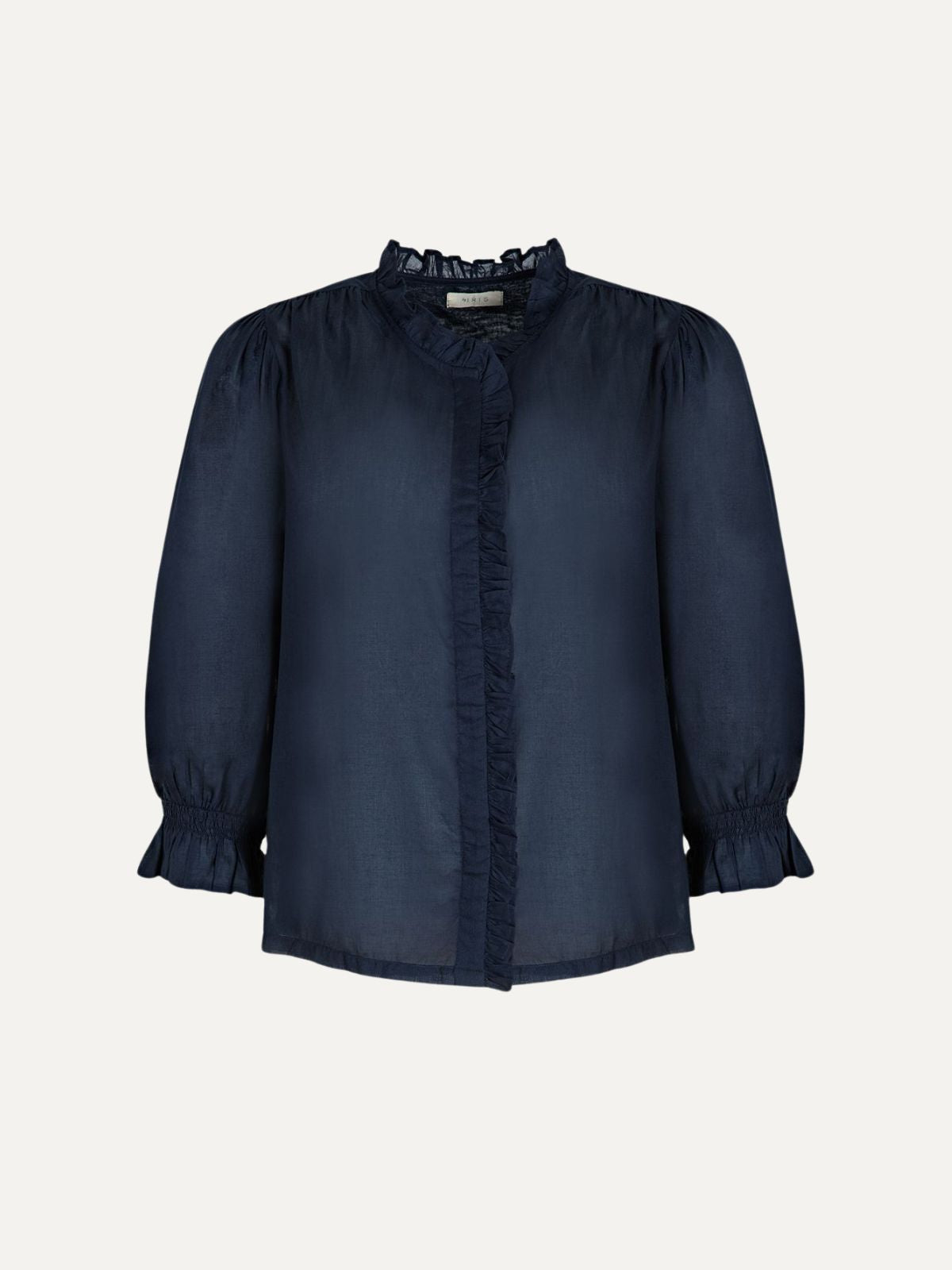 Frankie Voile Ruffle Blouse - Navy