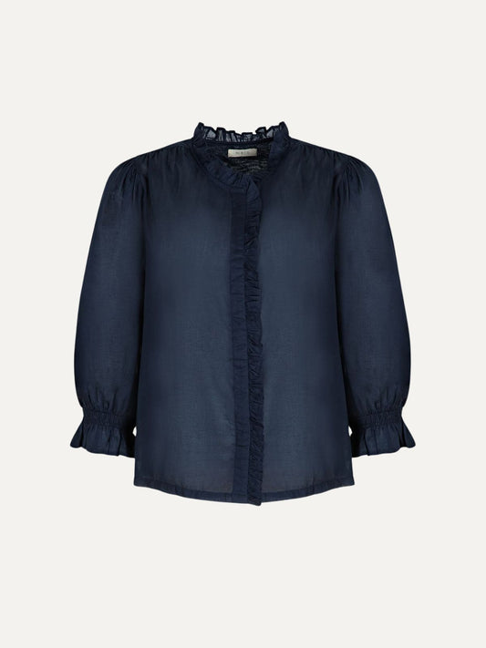 Frankie Voile Ruffle Blouse - Navy