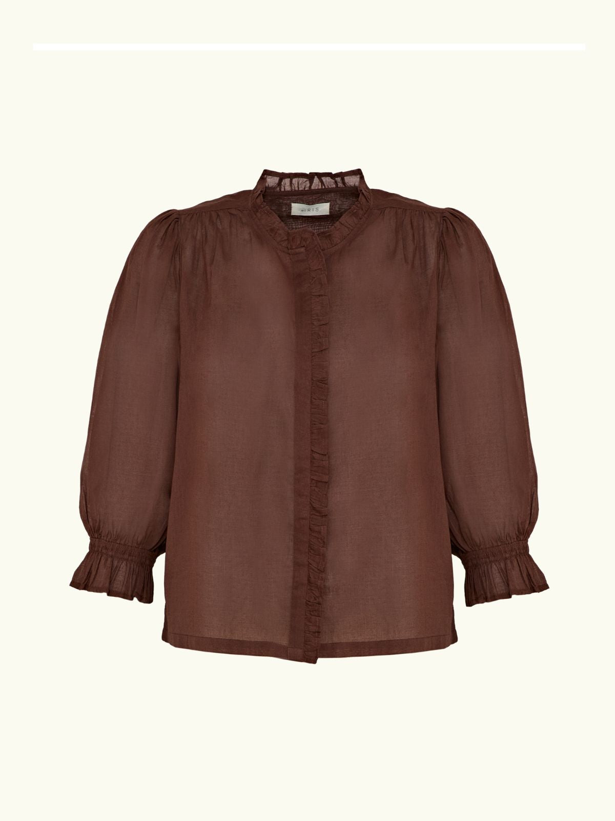 Frankie Voile Ruffle Blouse - Brown
