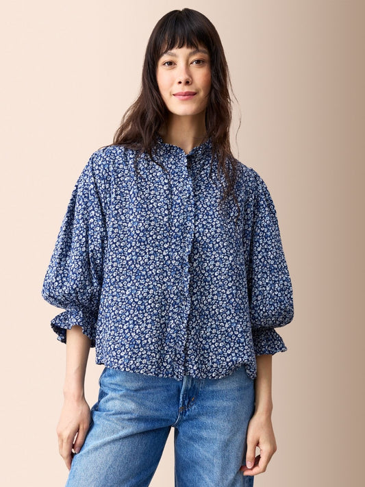 Frankie Ruffle Blouse - Ditsy Print