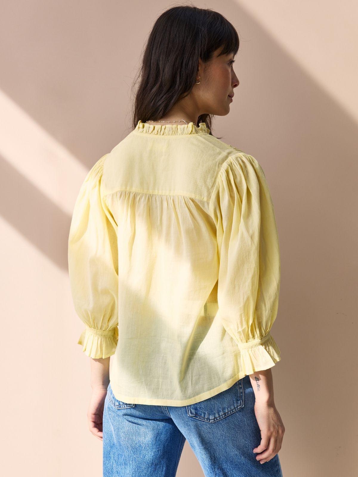 Frankie Voile Ruffle Blouse - Mellow Yellow