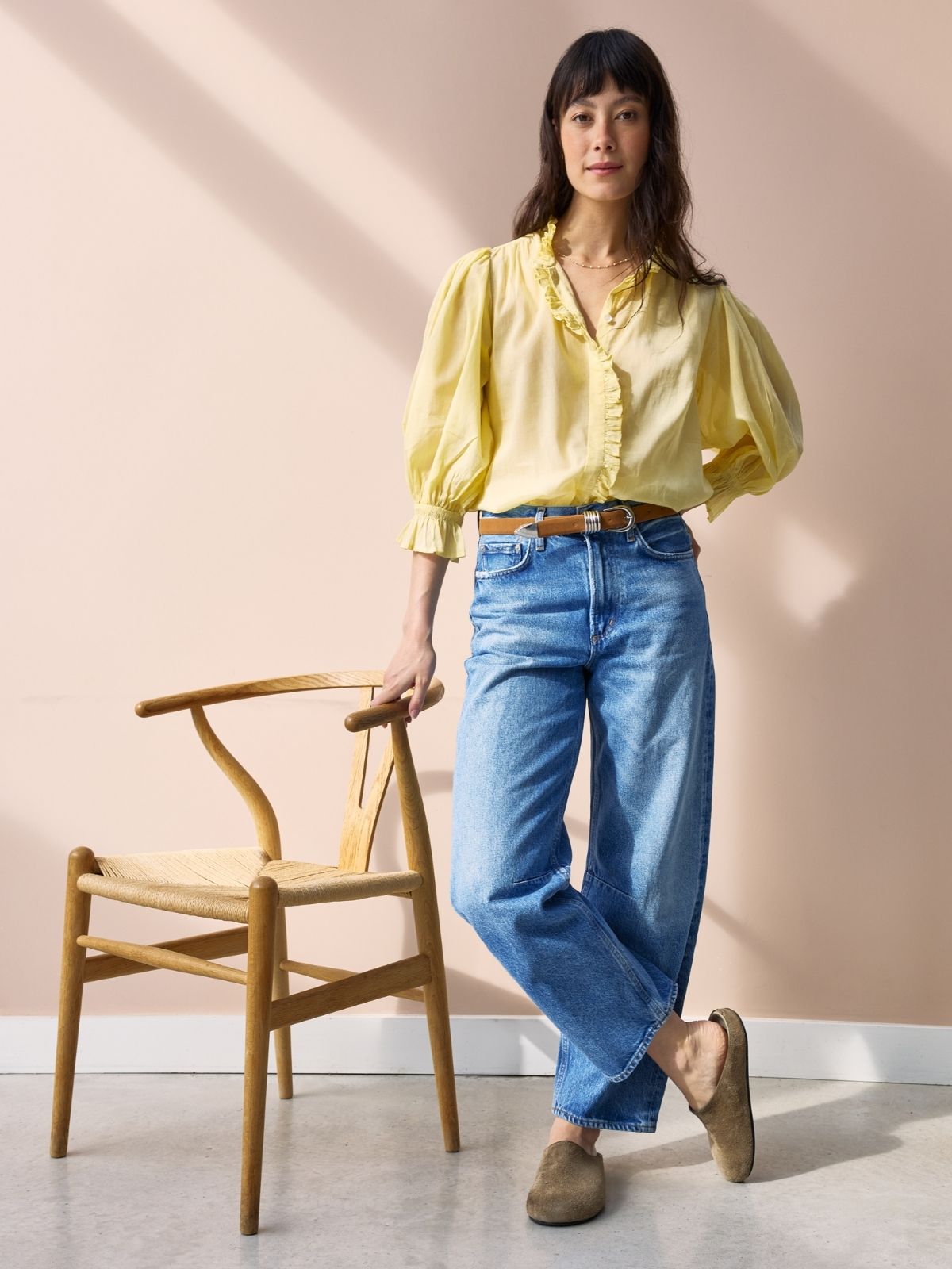 Frankie Voile Ruffle Blouse - Mellow Yellow