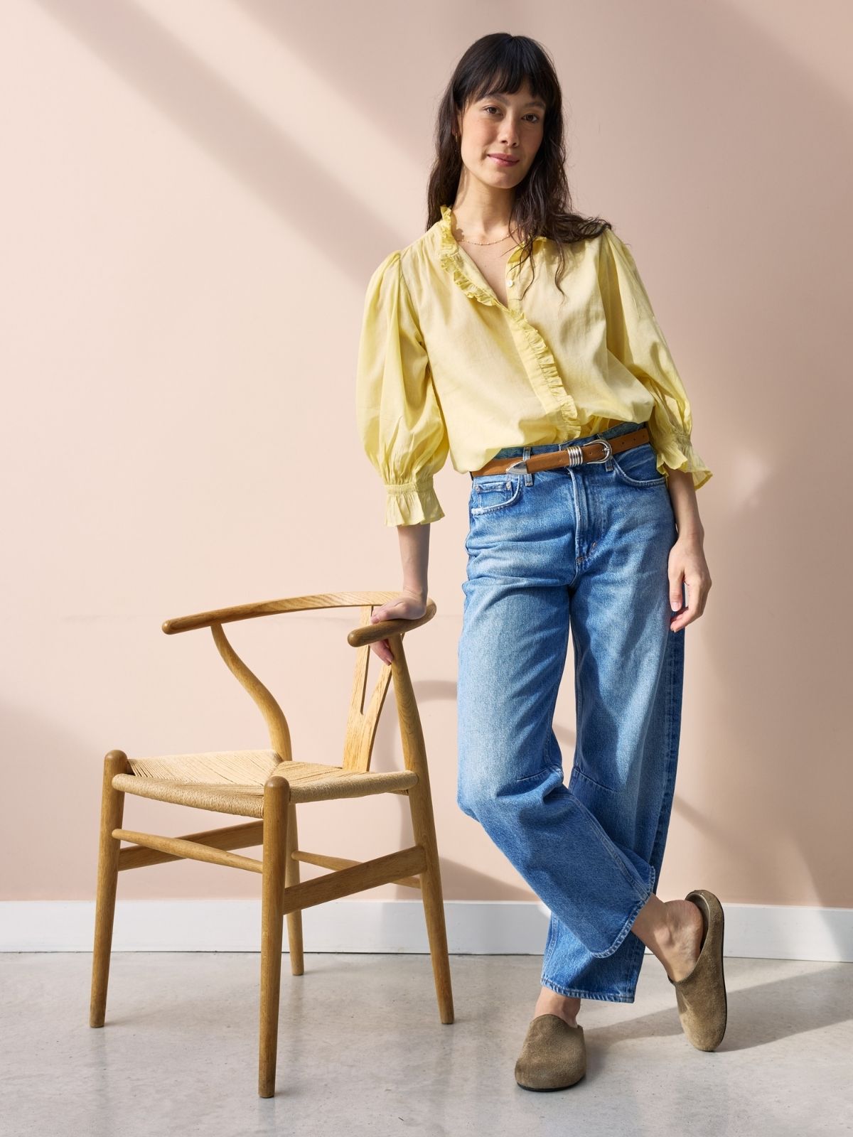 Frankie Voile Ruffle Blouse - Mellow Yellow