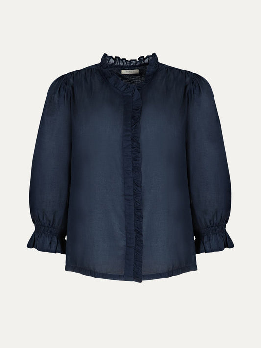 Frankie Voile Ruffle Blouse - Navy