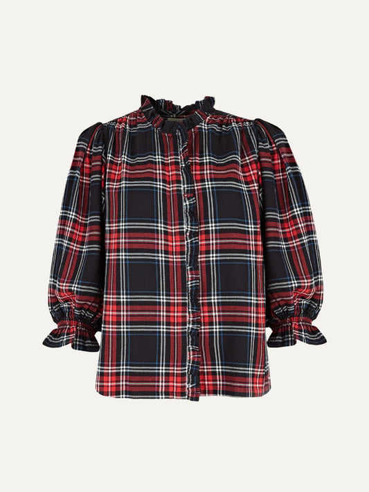 Frankie Tartan Blouse - Black & Red