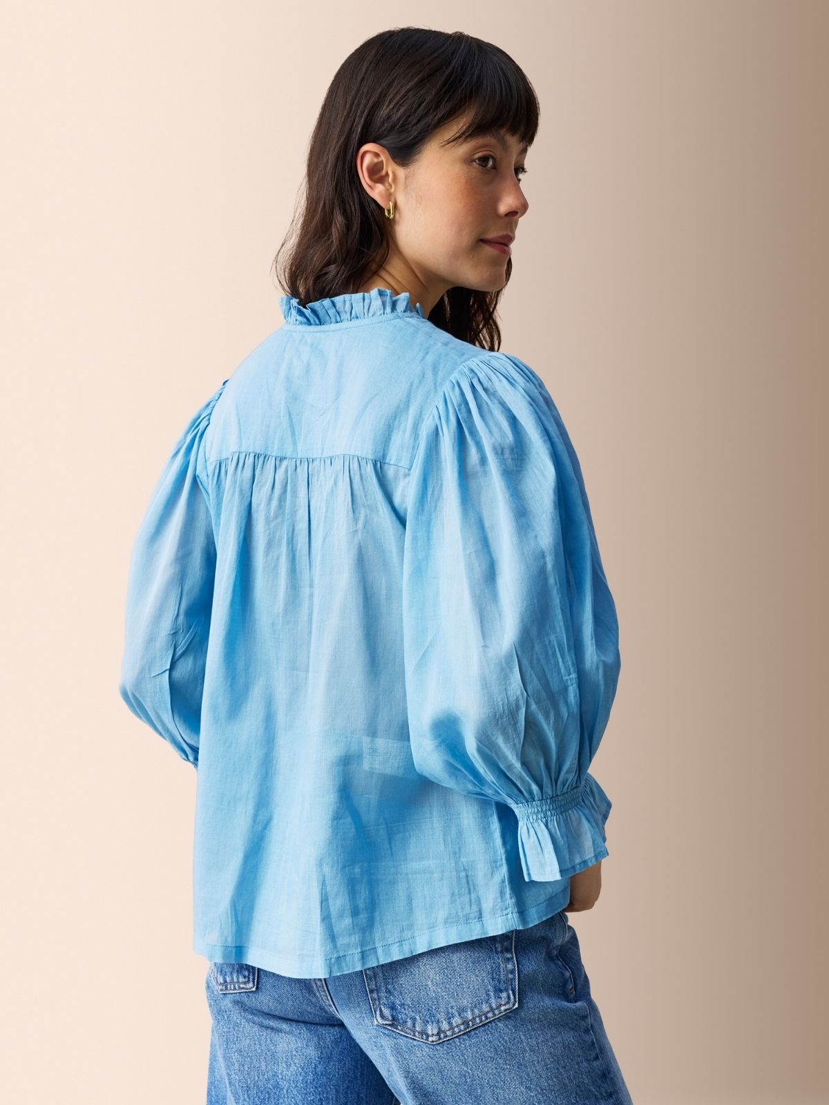 Frankie Voile Ruffle Blouse - Light Blue