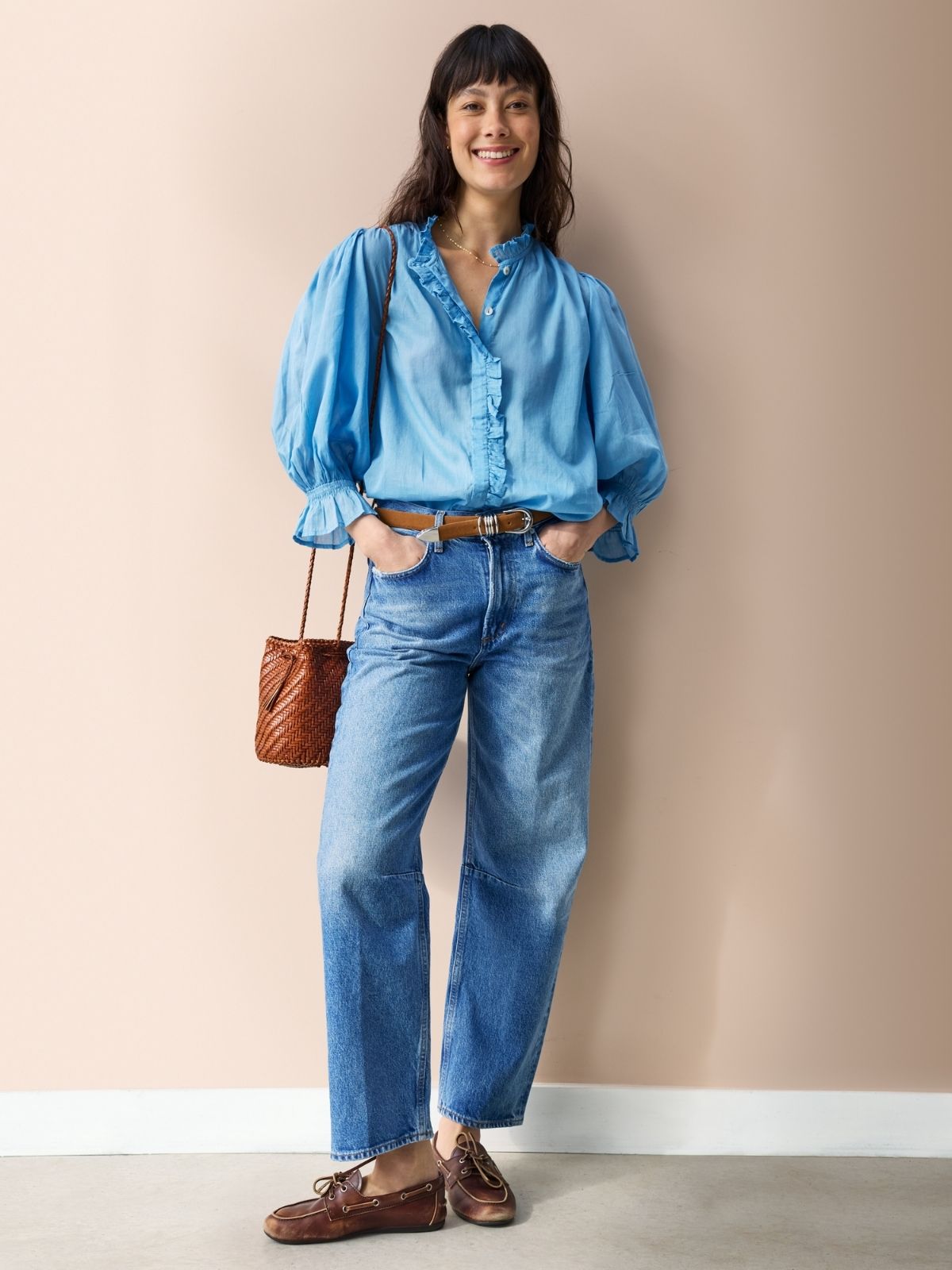 Frankie Voile Ruffle Blouse - Light Blue