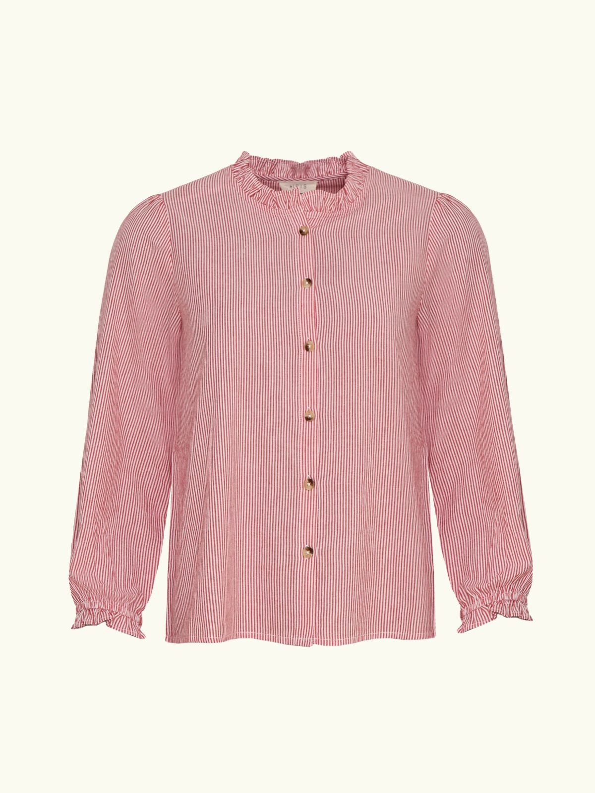 Iris Fashion - BY IRIS - Imae Stripe Frill Blouse - Red