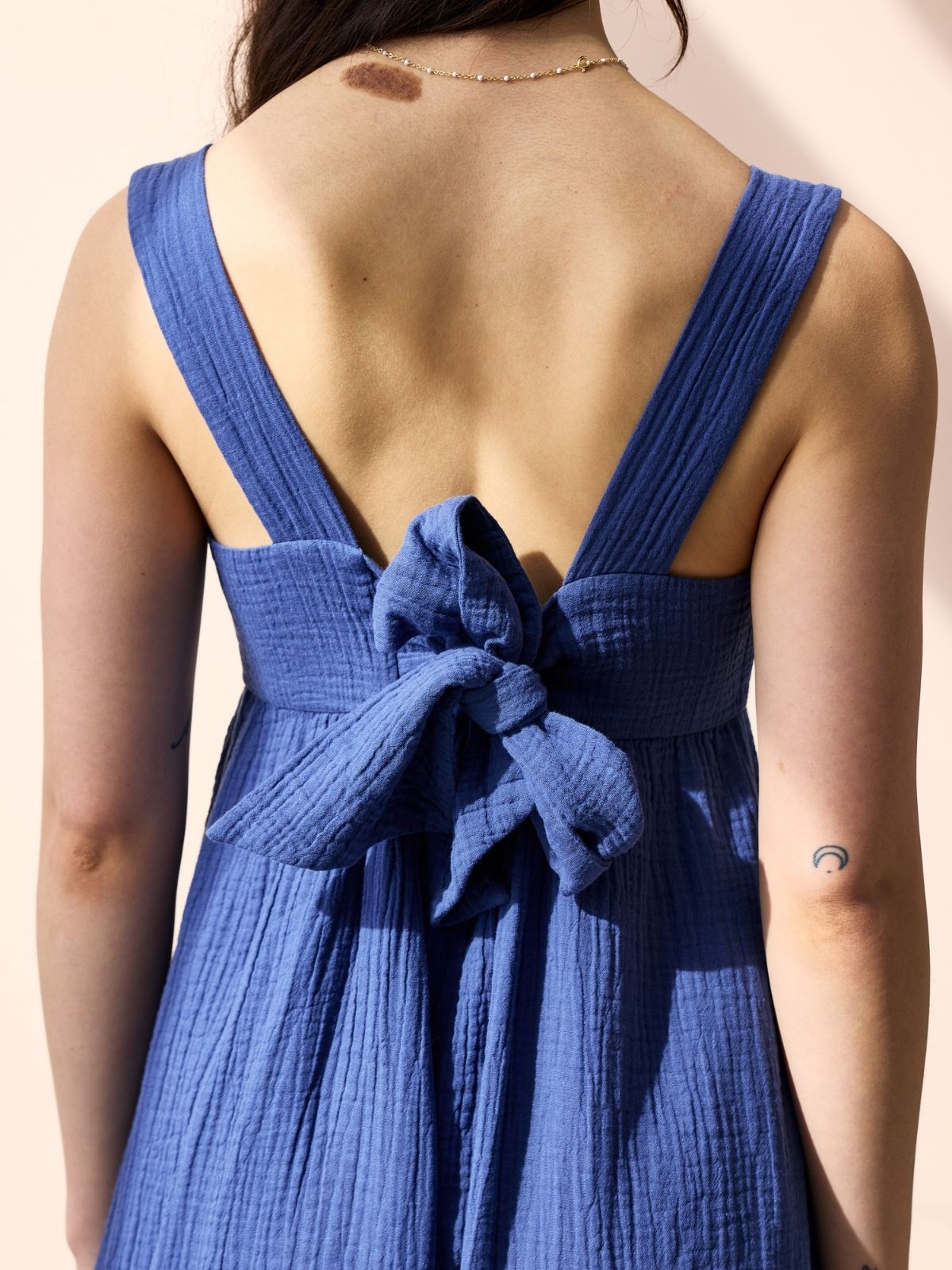 Ivy Double Cotton Gauze Dress - Blue