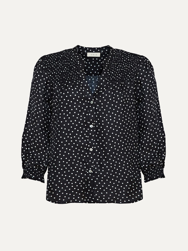 Rhys Polka Dot Blouse - Black & Ecru
