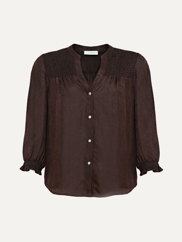 Rhys Silk Blend Blouse - Brown