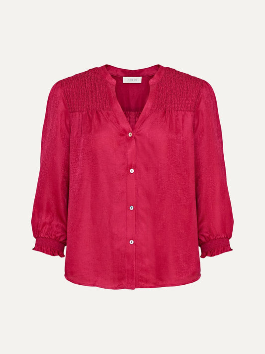 Rhys Silk Blend Blouse - Raspberry