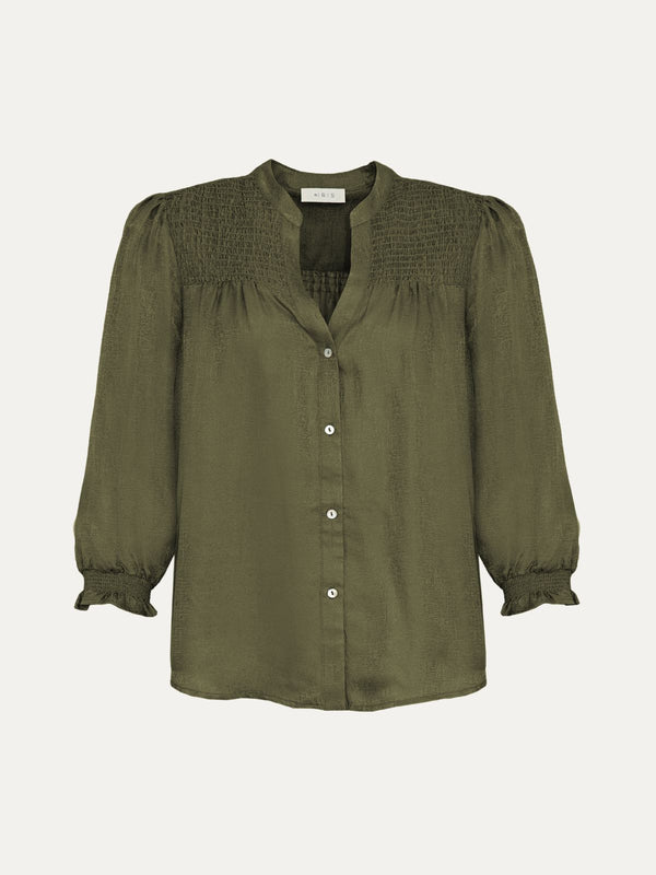 Rhys Silk Blend Blouse - Khaki