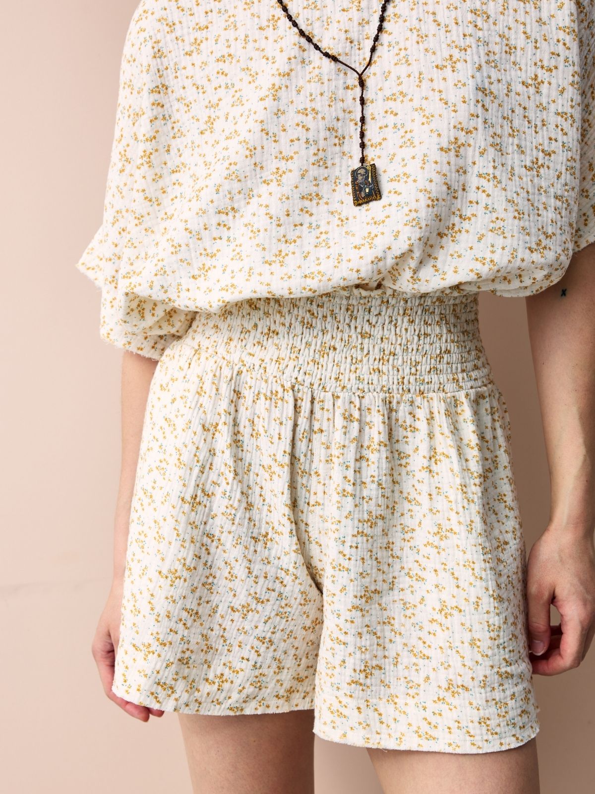 Rosa Double Cotton Gauze Shorts - Ditsy Print
