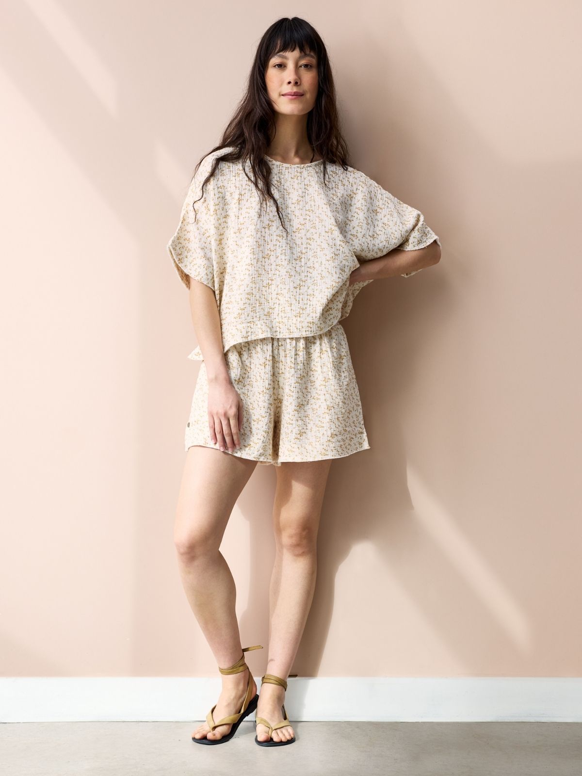 Rosa Double Cotton Gauze Shorts - Ditsy Print