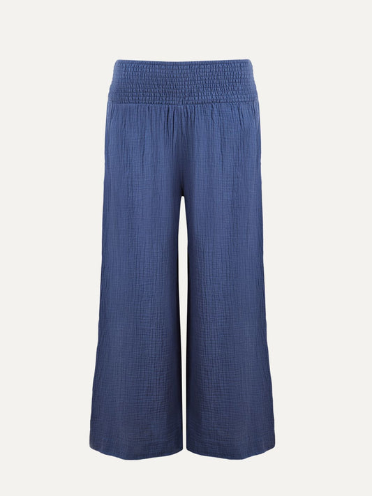 Rosy Double Cotton Gauze Trousers - Blue