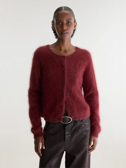 Datair Angora-Blend Cardigan - Grenat