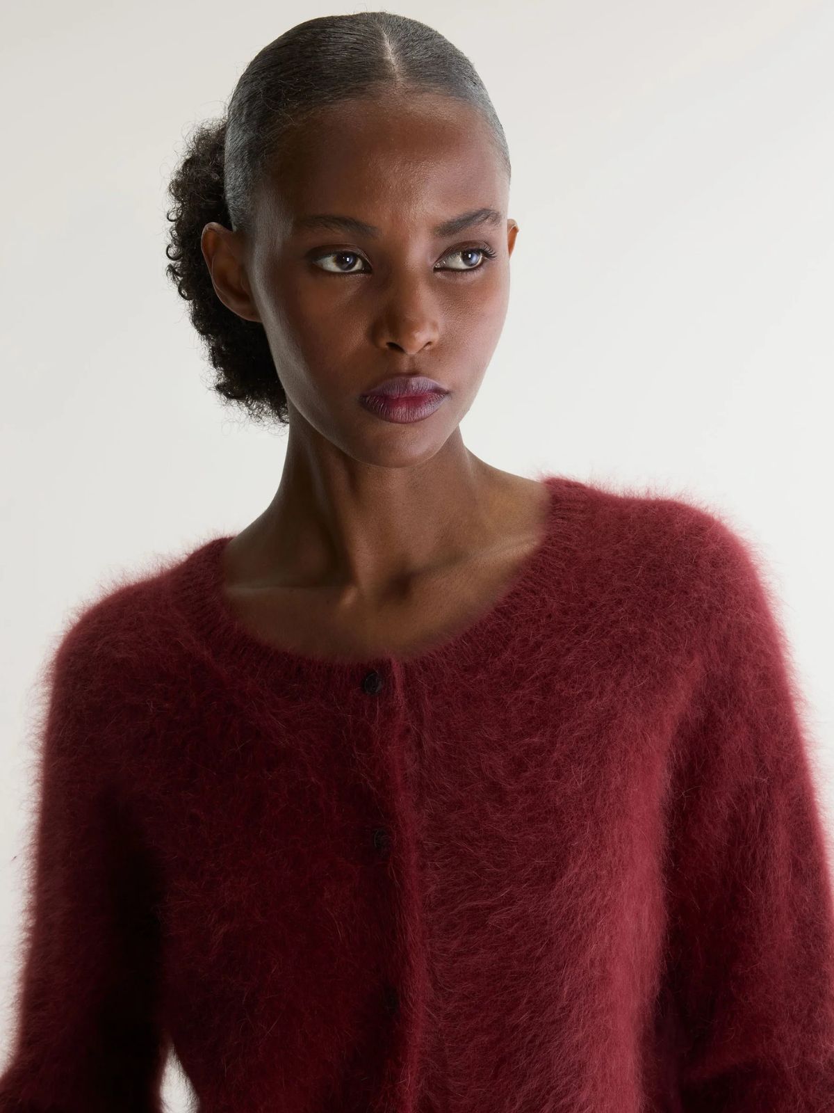 Datair Angora-Blend Cardigan - Grenat