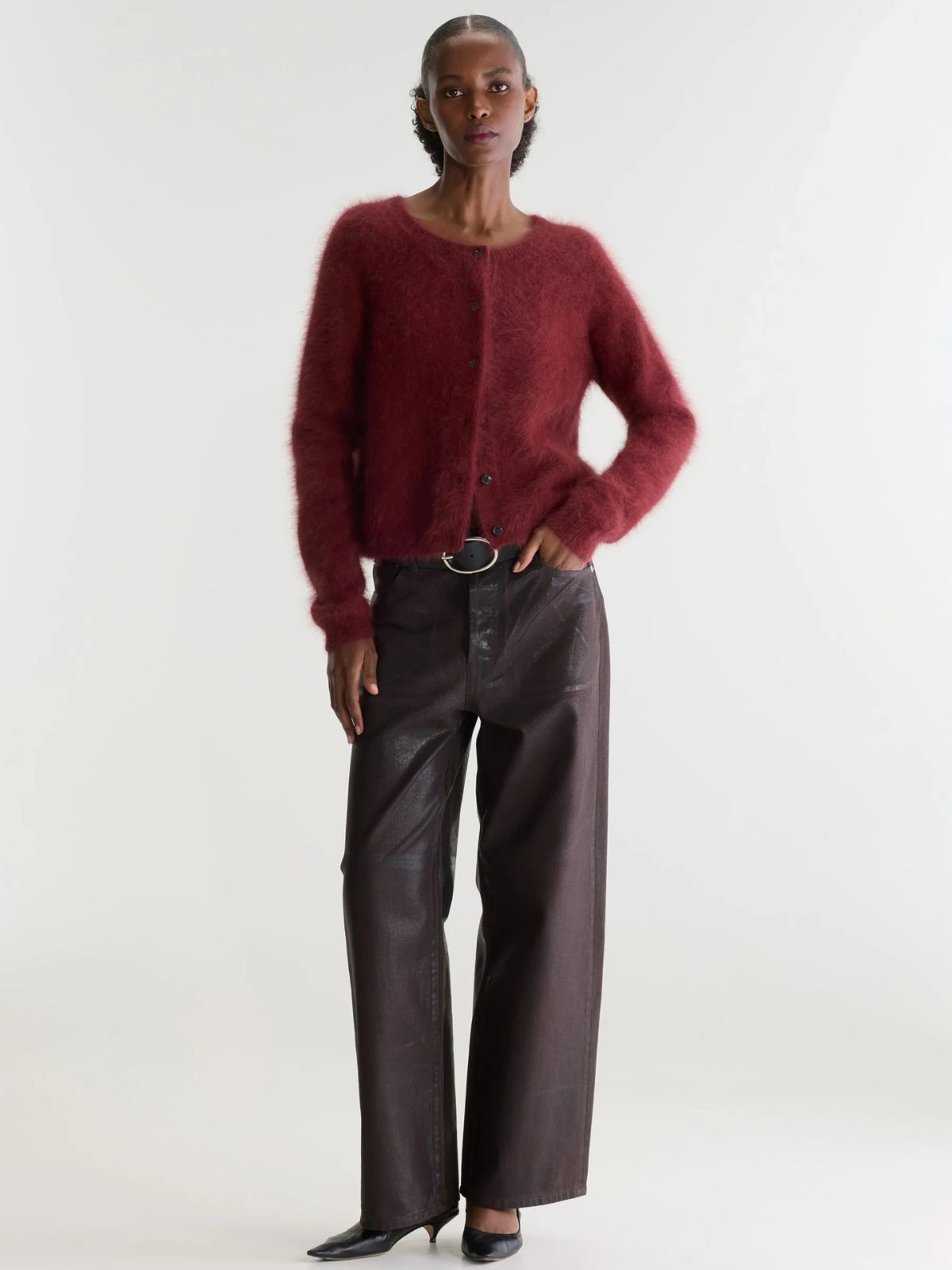 Datair Angora-Blend Cardigan - Grenat