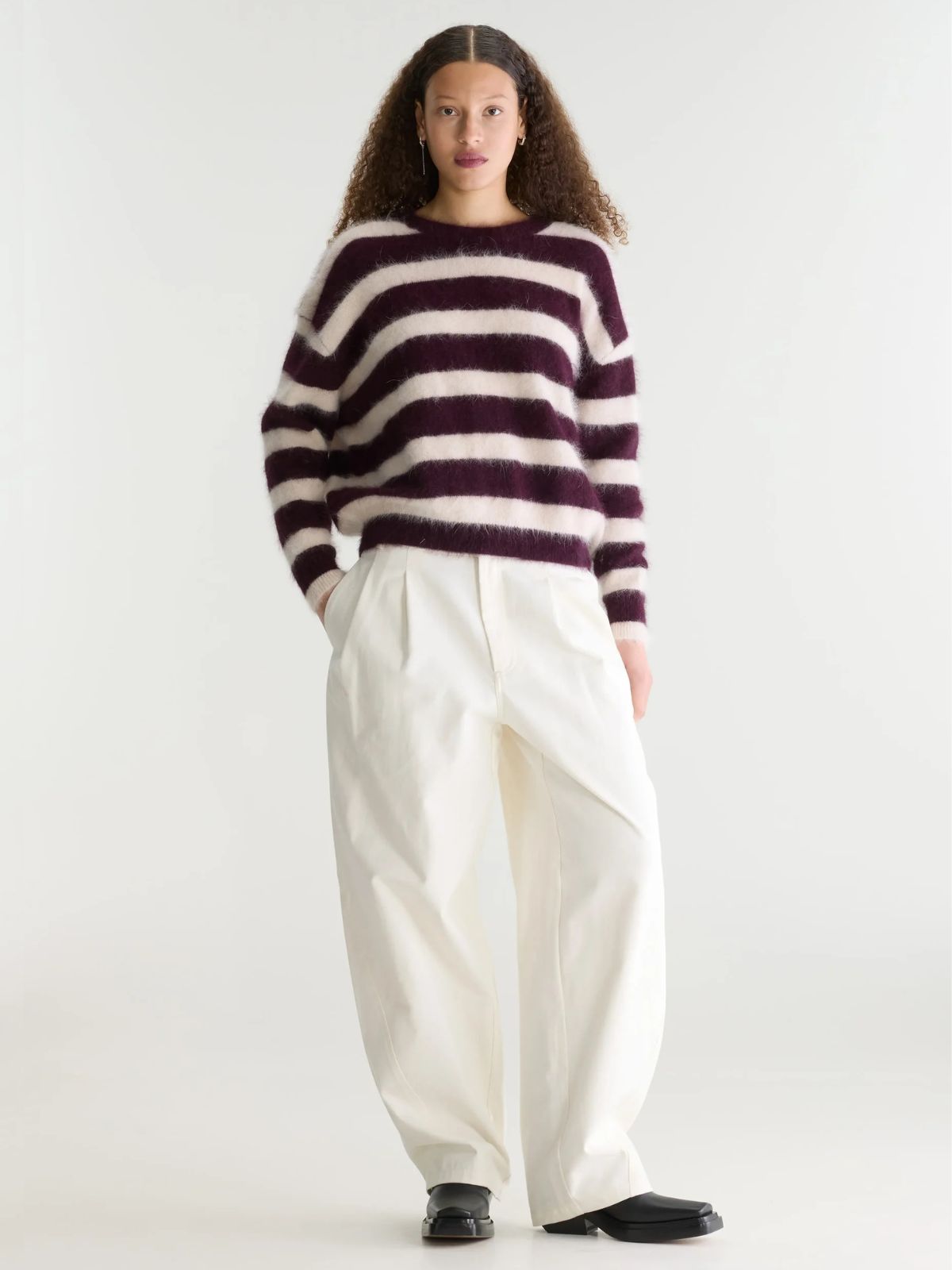 Datus Stripe Knit - Cream & Burgundy