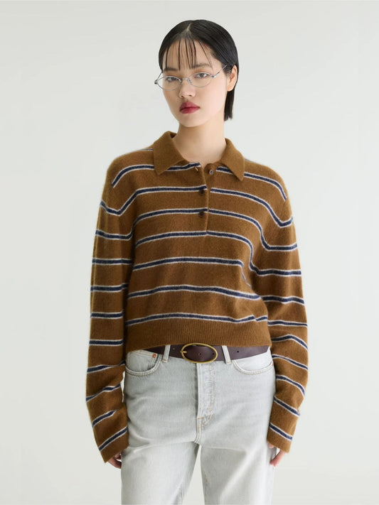 Dussyr Polo Stripe Knit - Caramel