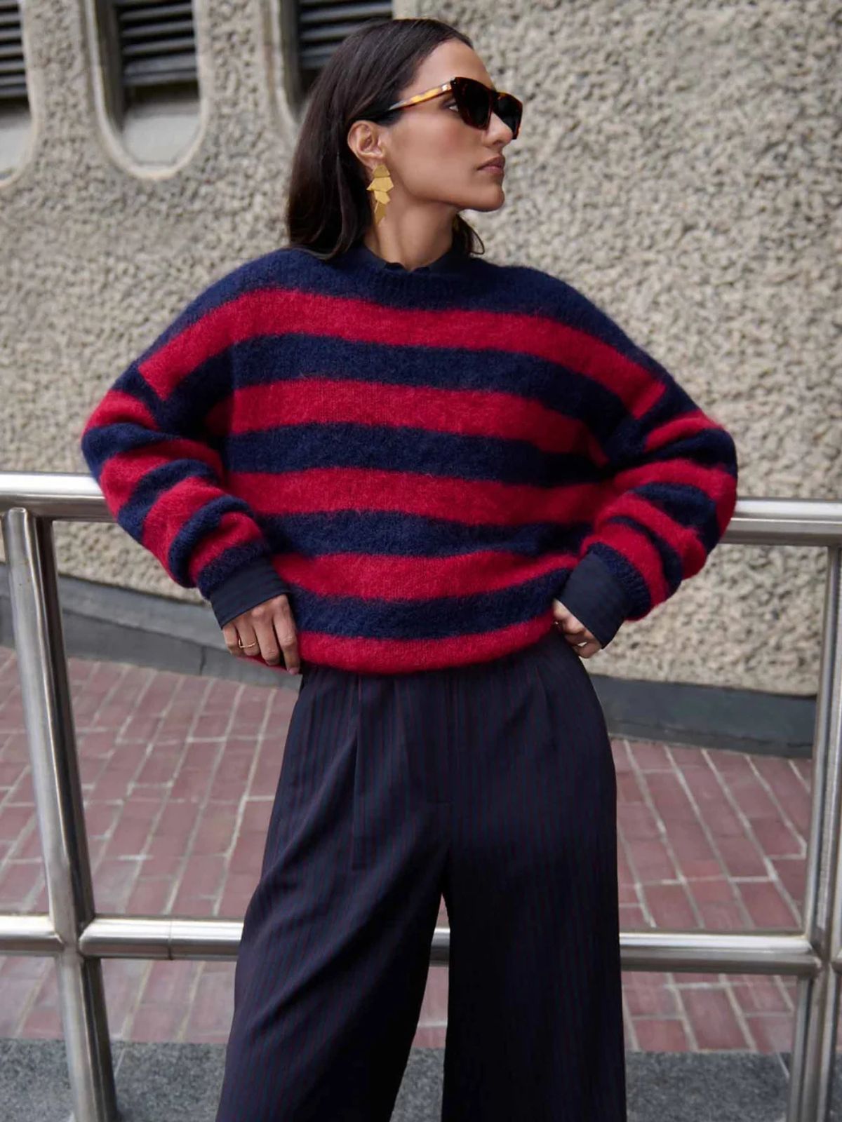 Gigi Stripe Pullover - Navy
